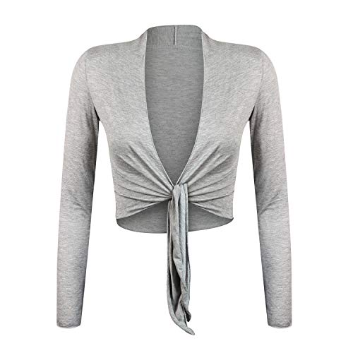 Glamexx24 Mesdames manches longues élégant boléro haussement cardigan, Gris, taille- S/M