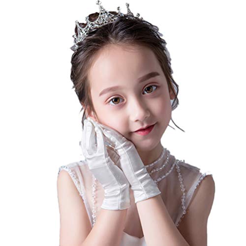 Girls Satin First Communion Gloves Wedding Pageant Gloves with Bow