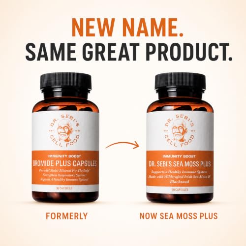 Image of Dr. Sebi's Sea Moss Capsules with Bladderwrack, 1,250mg - Authentic Alkaline Irish Sea Moss for Immune Support, Energy & Joint Health - Wildcrafted, No Fillers - 1 Month Supply (88 Capsules)