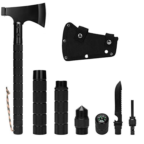 COCD Folding Camping Axe Survival Tomahawk Portable Multi-Tool Kit Tactical Hatchet with Sheath for Outdoor Hiking Hunting Field