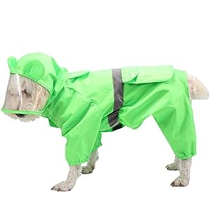 Homieco Hond Regenjas met Hoodie Reflecterende Veiligheidsstroken, Waterdichte Jas Lichtgewicht voor huisdier, Hond Kleding Regen/Waterbestendig, Regen Vest voor Medium Grote Hond