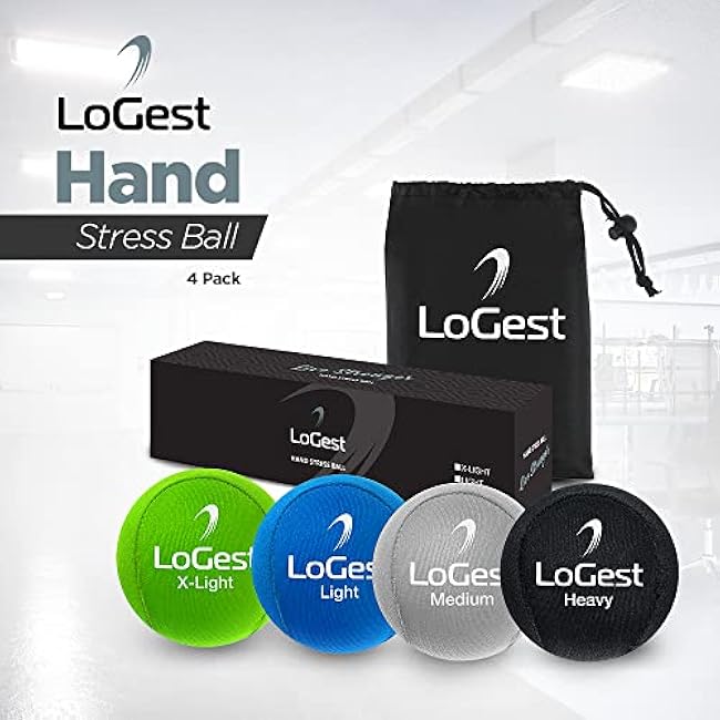 Logest Hand Stress Ball - Stress Reliever and Hand Exercise Ball - Available in 5 Levels