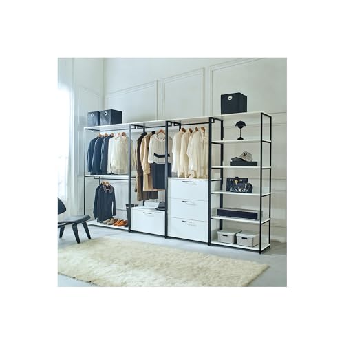 Maykoosh Southwestern Sensibilities White Freestanding Walk in Wood Closet System with Metal Frame,Rustic Gray