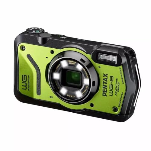 PENTAX Caméra d'aventure WG-8 Verte Toutes Saisons, avec Une Performance exceptionnelle, imperméable, résistante à la poussière, aux Chocs, Anneau...