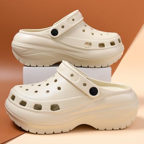 Fashion Comfortable Platform Clogs for Women, 5 to 7CM Height - Increasing, Cloud Slides, Casual Pillows Sandals, Beach Shoes, Cute Sandals (Black,8.5)3