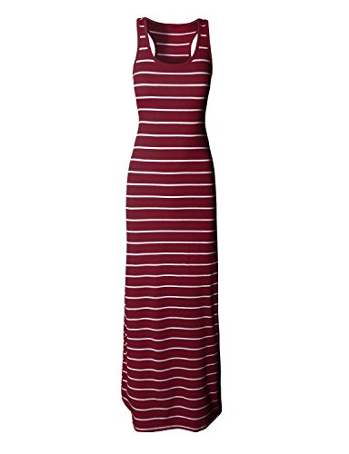 makeitmint Women's Line Stripe Sleeveless Racerback Maxi Dress