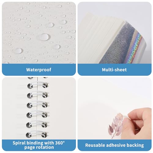 Álbum coleccionable de pegamentos reutilizable grande GLOBLELAND, cubierta holográfica dinámica de 8,8 × 11 pulgadas, con 50 hojas de papel liberador en blanco para adultos y herramientas incluidas miniatura 4
