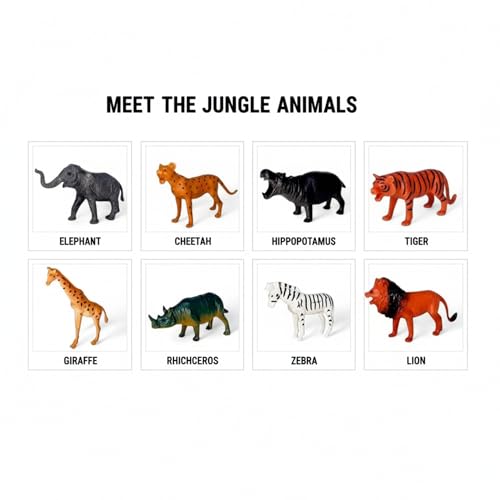 Image of SHAKTISM Animal Toy Set, 8 Pieces Wild Jungle Animal Figures, Educational Plastic Toys for Boys & Girls, 3+ Years