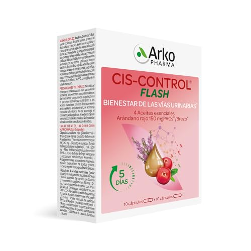 Arkopharma Ciscontrol Flash - Bienestar Urinario Y Cistitis, Molestias Urinarias en Curso, Arándano Rojo, Brezo, Aceites Esenciales, 20 Unidad (Paquete de 1)