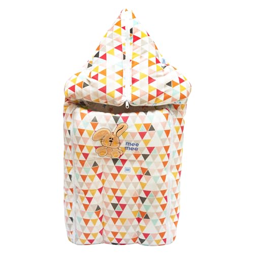 Image of Mee Mee 3 in 1 Baby Bed, Sleeping Bag & Carry Nest, Rabbit Embroidery, Shearing Finish & Cotton Soft from Inside, Machine Washable & Portable Bassinet, 0M+, Orange