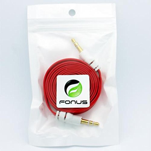 Cable auxiliar 3.5mm para audio en auto rojo 3 pies miniatura 2