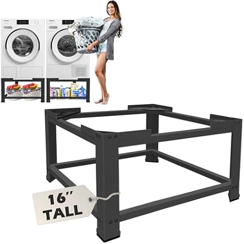 Royxen Laundry Pedestal 16" Height Universal Fit 600lbs Capacity, Washing Machine Base Stand Dryer Base Platform Heavy Duty, 28“ Wide, Black Cover