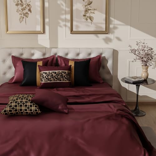 Image of Stoa Paris Cushion Covers for Home, Digital Printed Pillow Covers Set of 5, Throw Cushion Covers for Bed, Sofa, Home Decor - Eternal Glow, Velvet Wine, Midnight Black