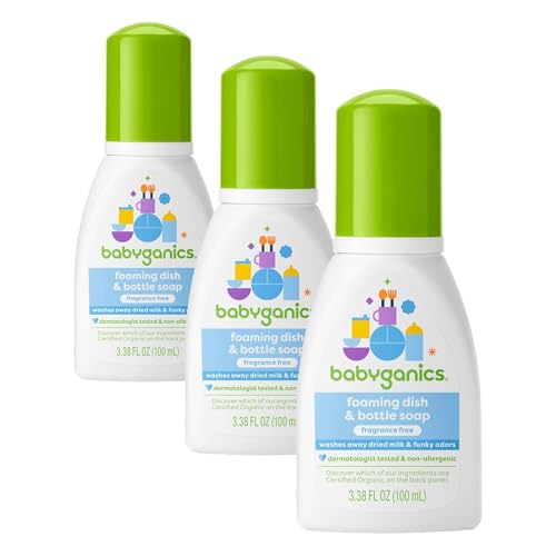 Image of Babyganics Foaming Dish and Bottle Soap, Fragrance Free, 3.38 Ounce (Pack of 3)