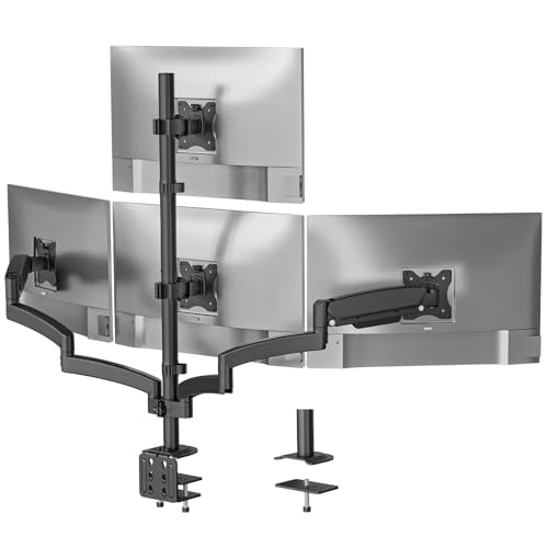 Image of WALI Quad Monitor Mount for 13-27 inch Screens, Extra Tall 4 Monitors Desk Mount, up to 19.8lbs, 32.2 inch Height Max, Fully Adjustable 4 Monitor Arms, VESA 75 /100mm (GSDM004S), Black