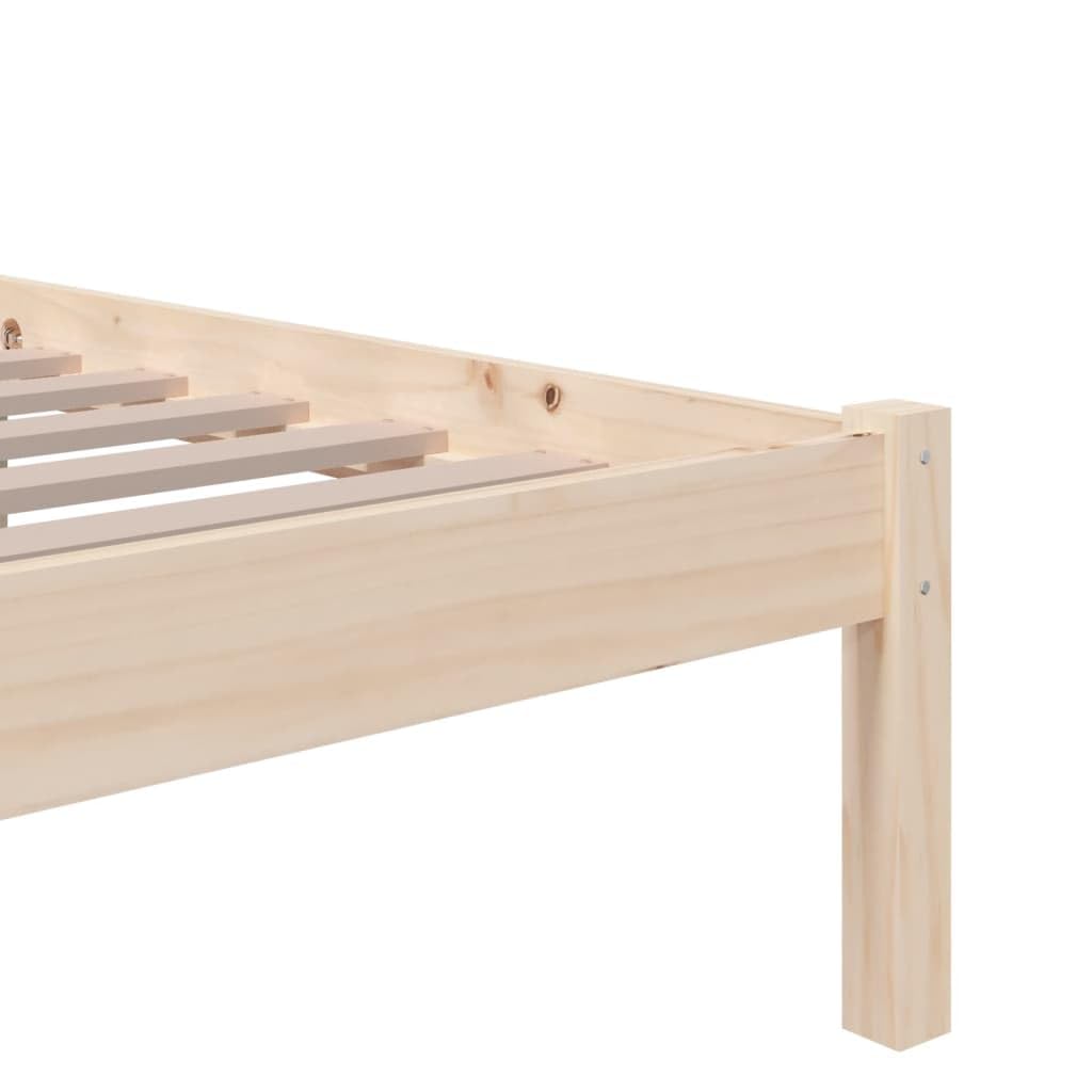 lite drewno sosnowe nowoczesny wystrój sypialni rama łóżka Brąz 90x190 cm | Rama łóżka lite drewno sosnowe 90x190 cm pojedyncza stelaż z listwami zagłówkiem do sypialni