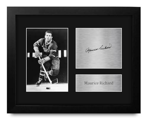 HWC Trading Maurice Richard Montreal Canadiens Gifts Printed Signed Autograph Picture for Ice Hockey Fans - US Letter Framed
