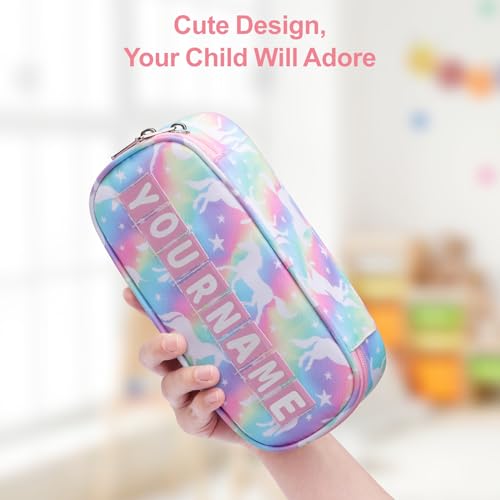 Image of Bagseri Kids Pencil Case Box - Unicorn Pencil Case for Girls Bid Capacity Pencil Pouch for School, Multifunction Pencil Bag with Compartments for Kids Teen, Pen Case Only (Colored Unicorn)