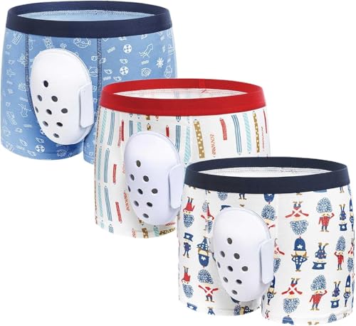 3pc Breathable Boxer Shorts for Boys Post Circumcision Recovery, Soft Cotton Circumcision Underwear, Surgery Recovery Pants(C,3XL-3XLarge)
