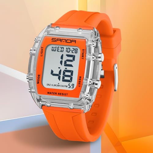 Gosasa Fashion Unisex Digital Watch Tonneau Case Women's Men's Large Number Outdoor Sport Waterproof Multifunctional LED Wristwatch with Dual Time Alarm3