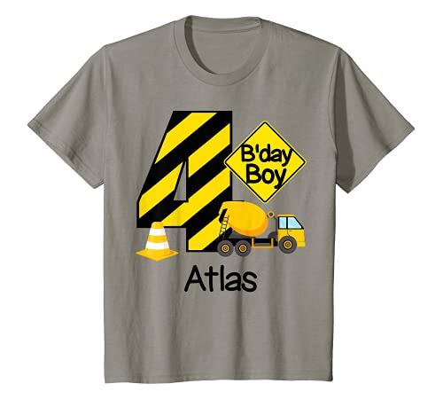 Youth Construction 4th Birthday Atlas Boys 4 Years Old Party T-Shirt