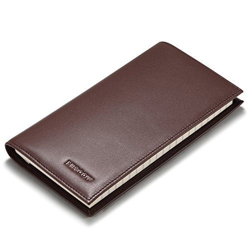 HISCOW Minimalist Leather Checkbook Cover for Men & Women - Italian Calfskin (Brown) - Thumbnail 4