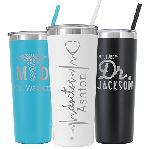 Personalized Doctor Laser Engraved 22 oz Tumbler with Straw, Future Doctor, Doctor MD, Doctor Gift for Men