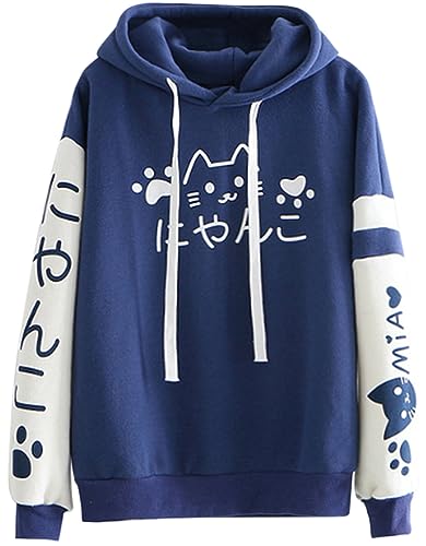 CRB Fashion Cosplay Anime Bunny Emo Girls Kitty Cat Ears Kawaii Teens Top Shirt Pullover Sweater Hoodie