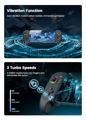 Image of Wireless Phone Controller for iPhone /Android with Hall Joystick, Moblie Controller for iPhone Support Xbox Game Pass, Steam Link, Call of Duty, Roblox, Handheld Gaming Gamepad, Nintendo DS Consoles