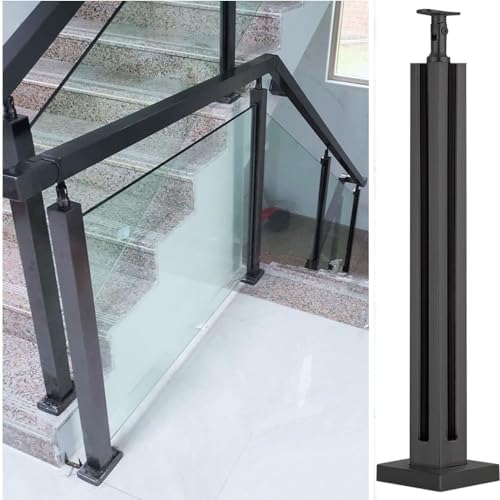 Black Stainless Steel Railing Post - 304 Grade Clamp for Balustrades, Pool Fences & Garden Balconies - Corner Mount Brackets for Enhanced Safety & Durability