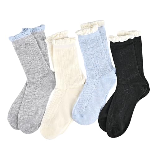 Image of Women's Cute Crew Socks, Casual Athletic Cotton Bowknot Cherry Calf Novelty Socks for Women