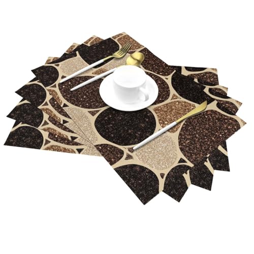 Mexpekil Juego de 4 manteles individuales tejidos resistentes al calor, de PVC, decoración de mesa de piedra brillante para comedor, cocina, boda, fiesta