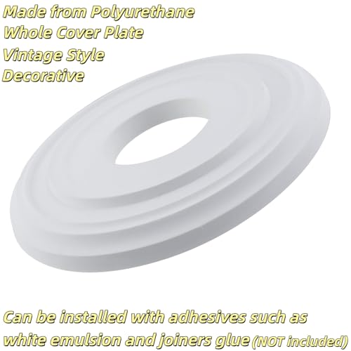 Image of PU Ceiling Medallion 2Pcs, 12.28 x 4 Inches, White | Whole Circle, Fits 4 Inch Canopy, European Vintage Carving, Decor For Chandeliers & Ceiling Fans, Lightweight PU Foam