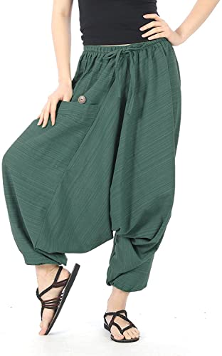 Image of Whitewhale Mens Women Cotton Stripe Aladdin Loose Baggy Boho Hippie Harem Pants