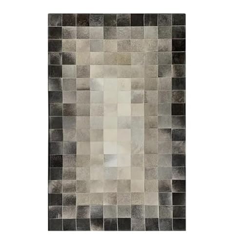 Klassieke echte koeienhuid tapijt voor thuis Luxe koeienhuid stiksel tapijt Handgemaakte koeienhuid tapijt Patchwork koe bont tapijt Koeienhuid lederen huid voor slaapkamer,4x3 Feet
