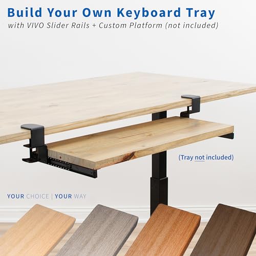 VIVO Conjunto de grampo e trilho de 30,5 cm para bandejas de teclado de madeira personalizadas DIY (