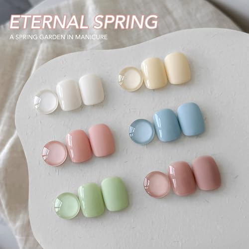 Image of GAOY Pastel Spring Gel Nail Polish Set, 6 Colors Blue Green Pink, Soak Off UV Cure Gel for DIY Manicure at Home