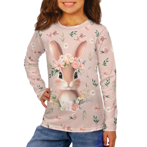 Image of Girls Long Sleeve Shirt with Cute Graphic Casual Pullover Tops 3-16Y