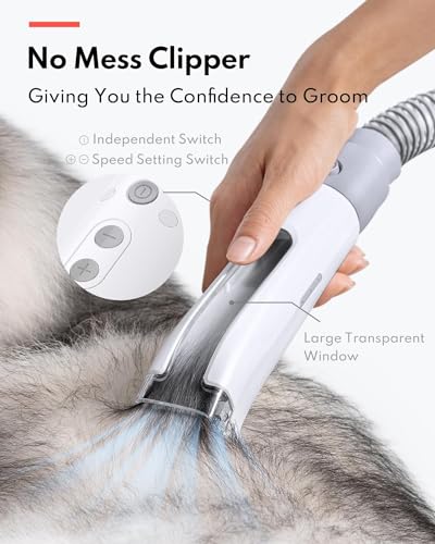 Image of HomeRunPet Ultra Quiet Dog Grooming Vacuum, 12000Pa Suction, 6-in-1 Pet Clipper Kit for Dogs & Cats, Low Noise, Pet Friendly
