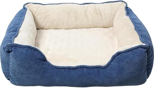 猫・犬用ペットベッド ペットクッション ペットソファー ふわふわ 滑り止め 防寒 洗える 吸湿通気 オールシーズン (ネイビー,46*36*15cm)