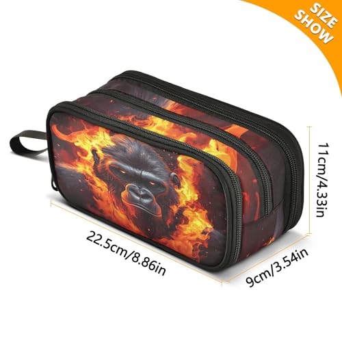 Image of ALAZA Fierce Gorilla King Kong Pencil Case Large Capacity Pencil Pouch Box Boys Girls School Supplies Pen Case Bag with Handle 3 Compartments Zipper