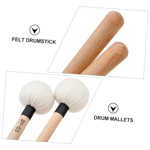 2 piezas de baquetas de felpa con mango de madera para percusión negro miniatura 4