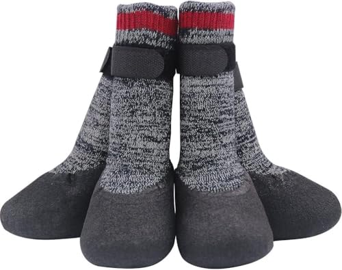 Image of Mihachi Dog Socks Rubber Sole Paw Protectors with Straps Traction Control Anti-Slip Waterproof Boots Winter Paw Protectors