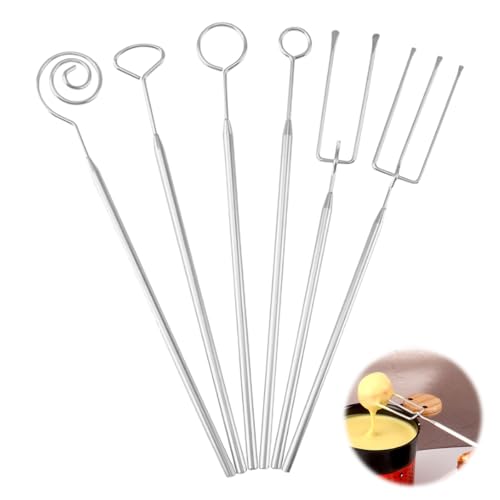 6 Stück Pralinengabeln Pralinengabel Set mit Gitter Schokolade Pralinengabel Pralinen Werkzeug Set für Handgefertigte Pralinen Süßigkeiten Trüffel Käsefondue Nüsse Eiskugelportionierer (Silber)
