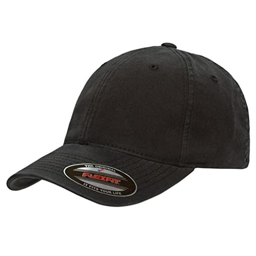 Flexfit 6997 Low Profile Garment Washed Cotton Cap - Small/Medium (Black)