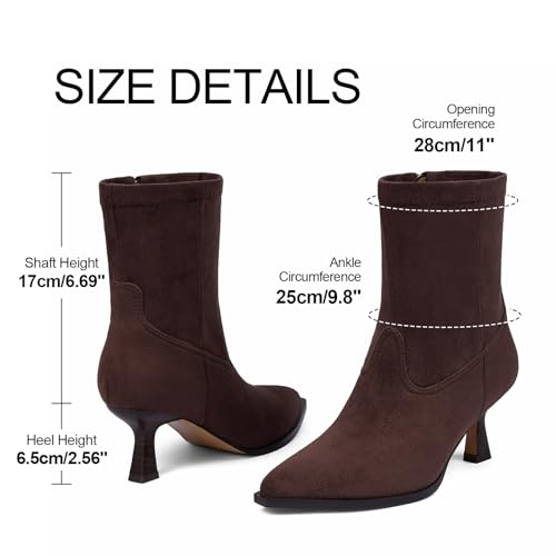VOMIRA Ankle Boots for Women Pointy Toe Stacked Kitten Heels Black Boots for Women Side Zipper Leather Short Boots Fall Winter Ankle Booties Shoes3