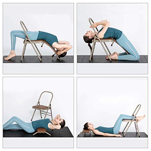 Cigocivi Yoga Auxiliary Chair With Lumbar Back Support Relieve Back Pain Chair Foldable Balance Handstand Training Tool (A-Grey) #TOP5