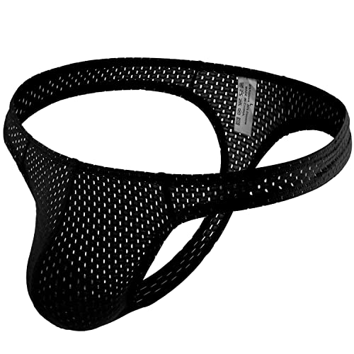 MIZOK Men's Sexy See Through Mesh G-String Underpants Bulge Pouch T-Back Thong Underwear3