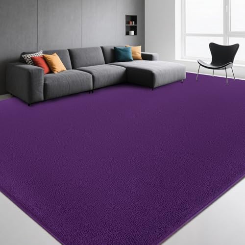 Image of Large Modern Area Rugs for Living Room Bedroom, 4x6 Feet Dark Purple Ultra Soft Thickened Memory-Foam Indoor Rug, Comfy Aesthetic Solid Minimalist Carpets for Girls Boys Nursery Dorm Home Decor