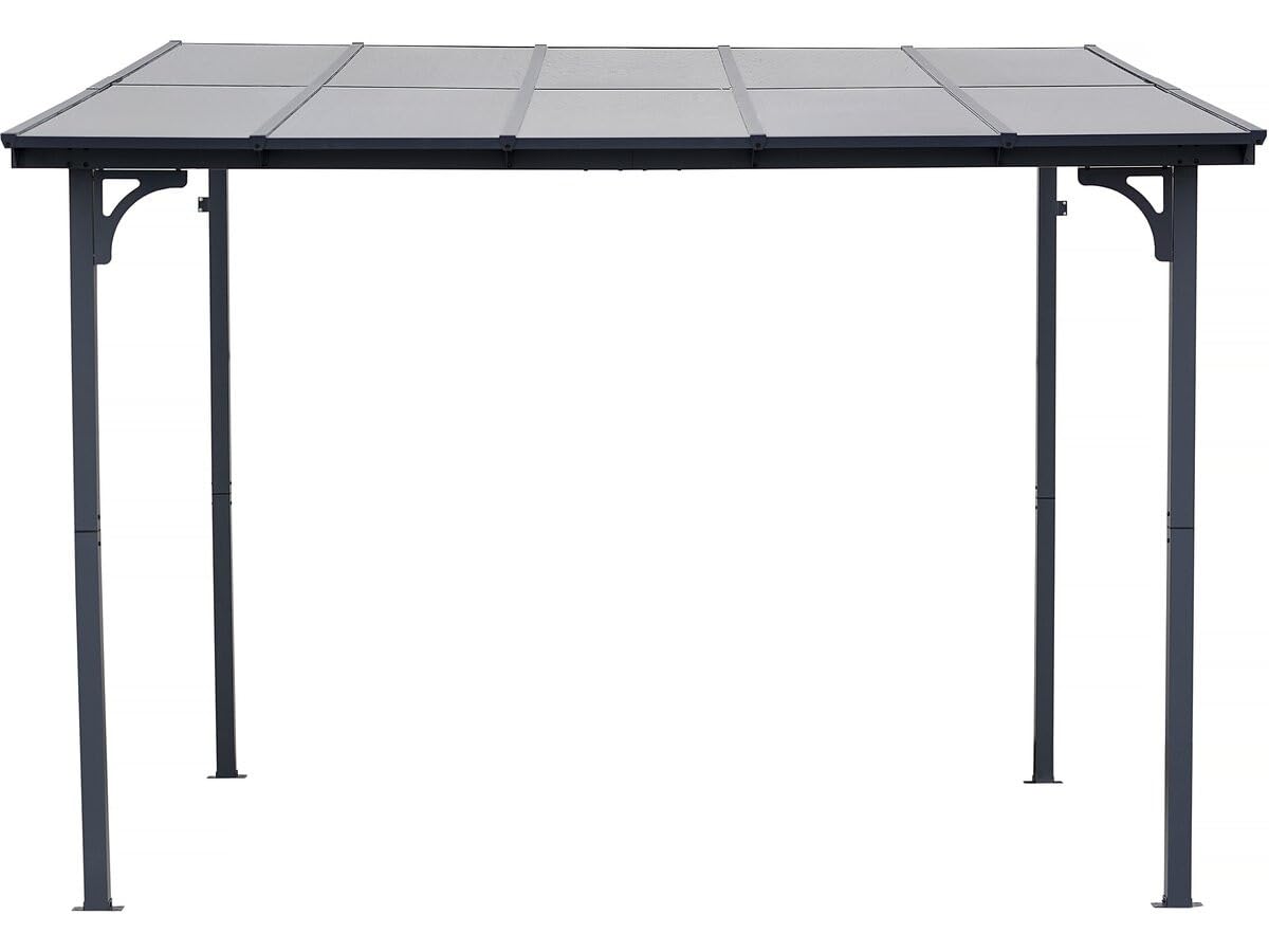 Pergola tonnelle adossée Marvin - 3 x 3 m - 304 x 298 x 243 cm - Gris foncé